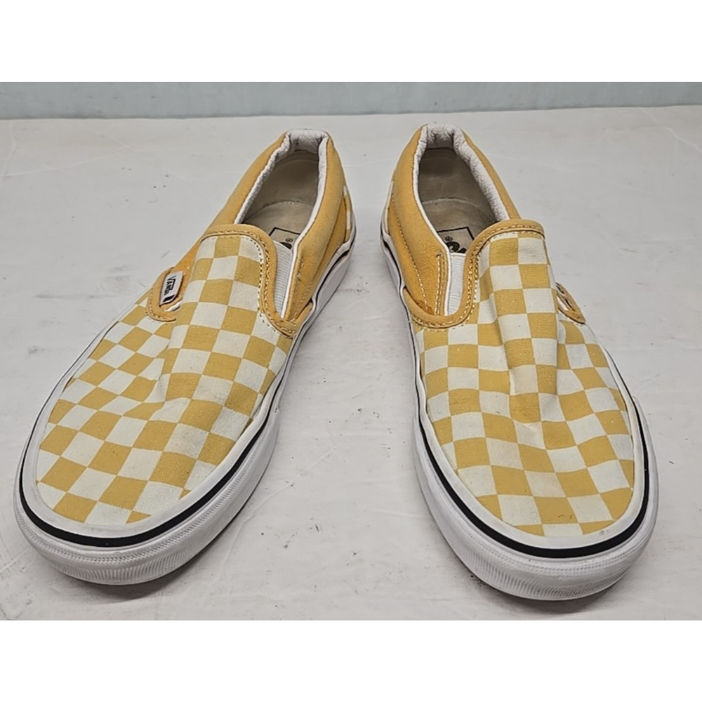 Vans Classic Slip-On Color Theory Checkerboard Golden Yellow Women’s 6.5 Men's 5